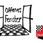 Die Logos von das Offene Fenster und ChessBase sind nebeneinander zu sehen. Das Logo vom Offenen Fenster ist ein schwarz gezeichnetes offenes Fenster mit dem Schriftzug "Offenes Fenster". Das Logo von ChessBase ist ein rotes abgerundetes Viereck mit etwas Schwarz und dem Schriftzuf in Weiß "ChessBase".